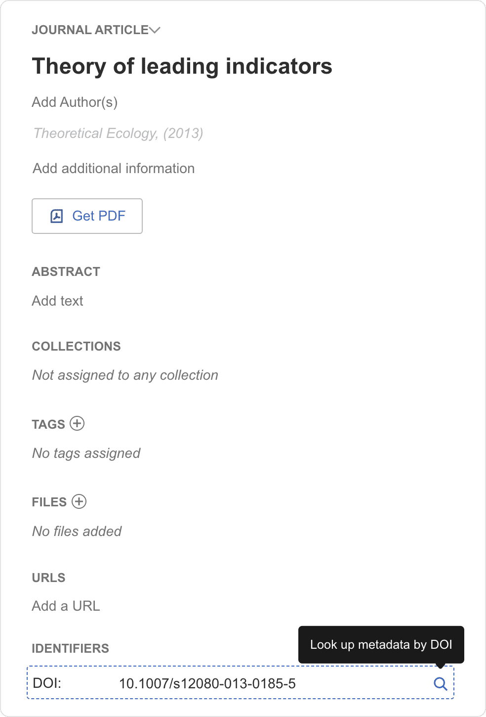 Mendeley Look Up feature